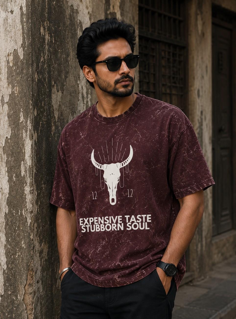 Expensive Taste Stubborn Soul Oversized Acid Wash T-Shirt