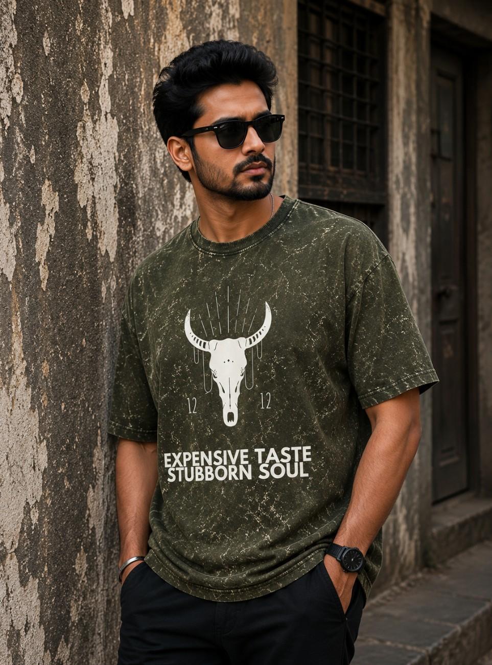 Expensive Taste Stubborn Soul Oversized Acid Wash T-Shirt