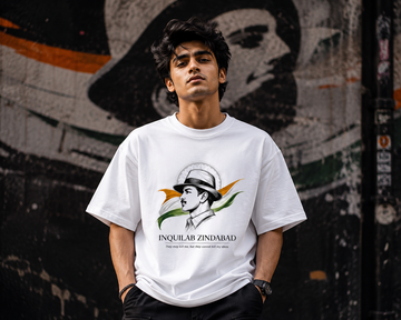 Bhagat Singh Inquilab Zindabad Tricolor Graphic T-Shirt | Unisex Cotton Tee