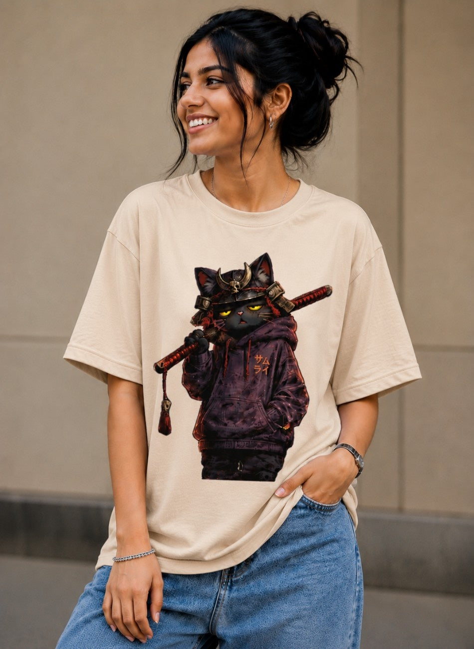 Shadow Ronin Cat Oversized T-Shirt