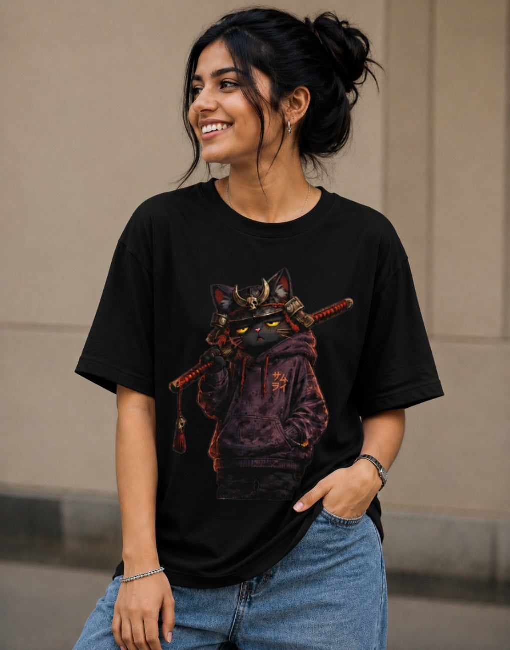 Shadow Ronin Cat Oversized T-Shirt