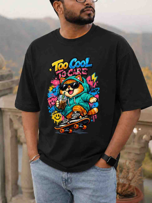 Too Cool To Care Cat Oversized T-Shirt