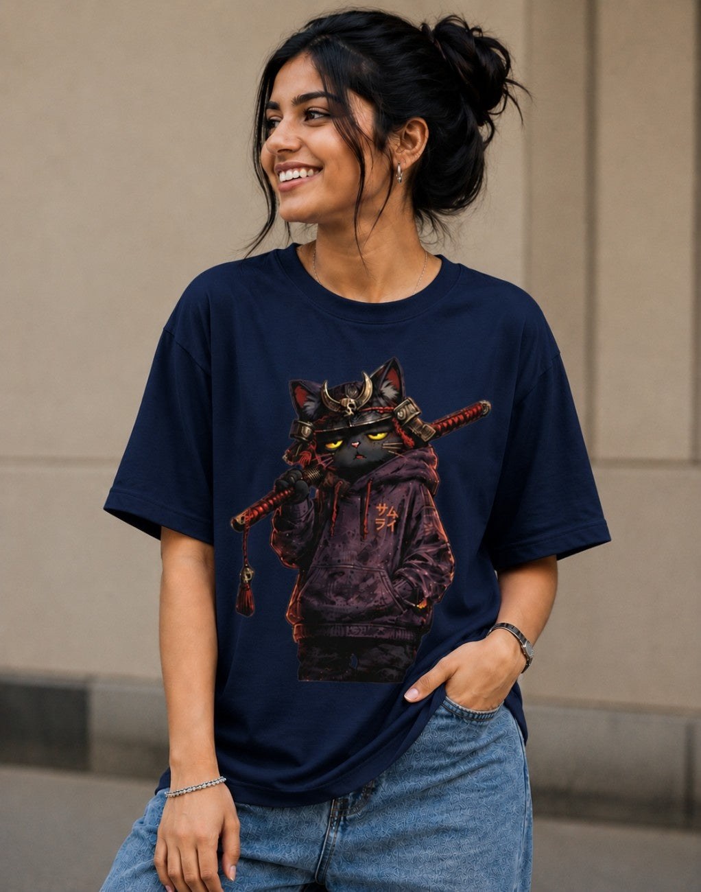 Shadow Ronin Cat Oversized T-Shirt