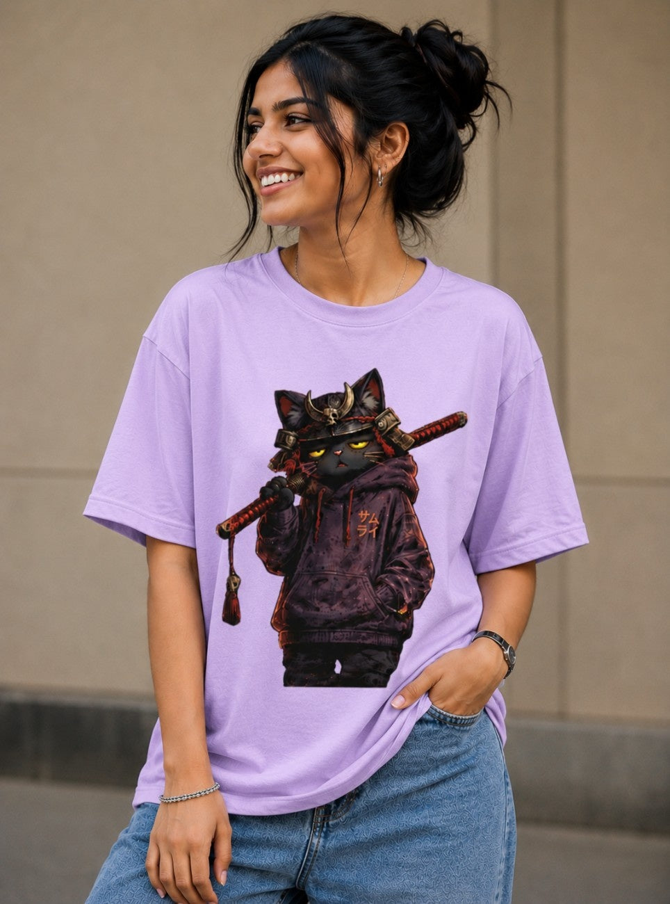 Shadow Ronin Cat Oversized T-Shirt
