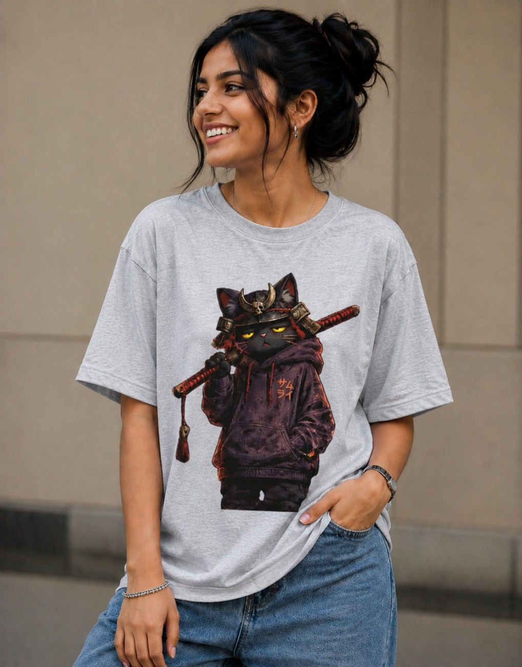 Shadow Ronin Cat Oversized T-Shirt
