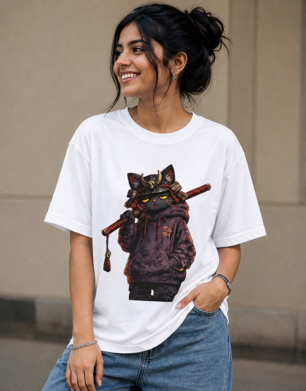 Shadow Ronin Cat Oversized T-Shirt